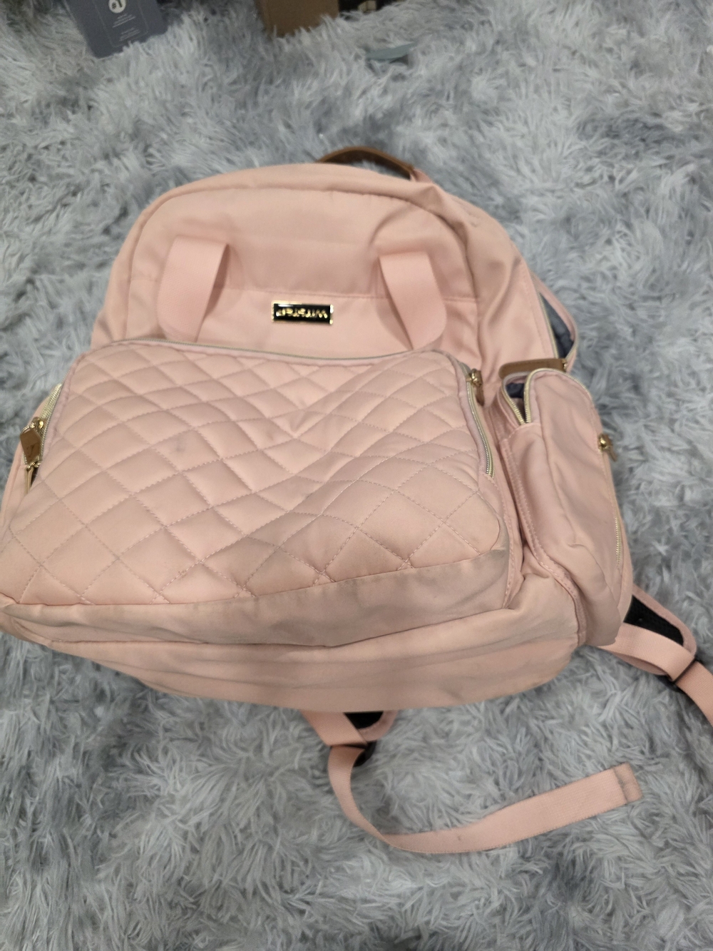 Pink Quilted Diaper Backpack - Picture 2 of 3